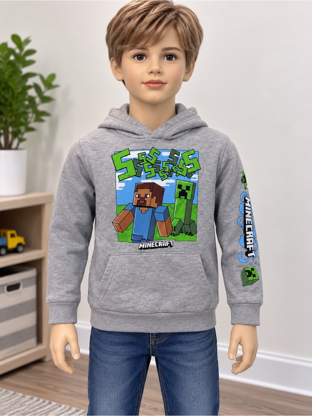 MINECRAFT Gray Hooded Sweatshirt Boys Kids size medium